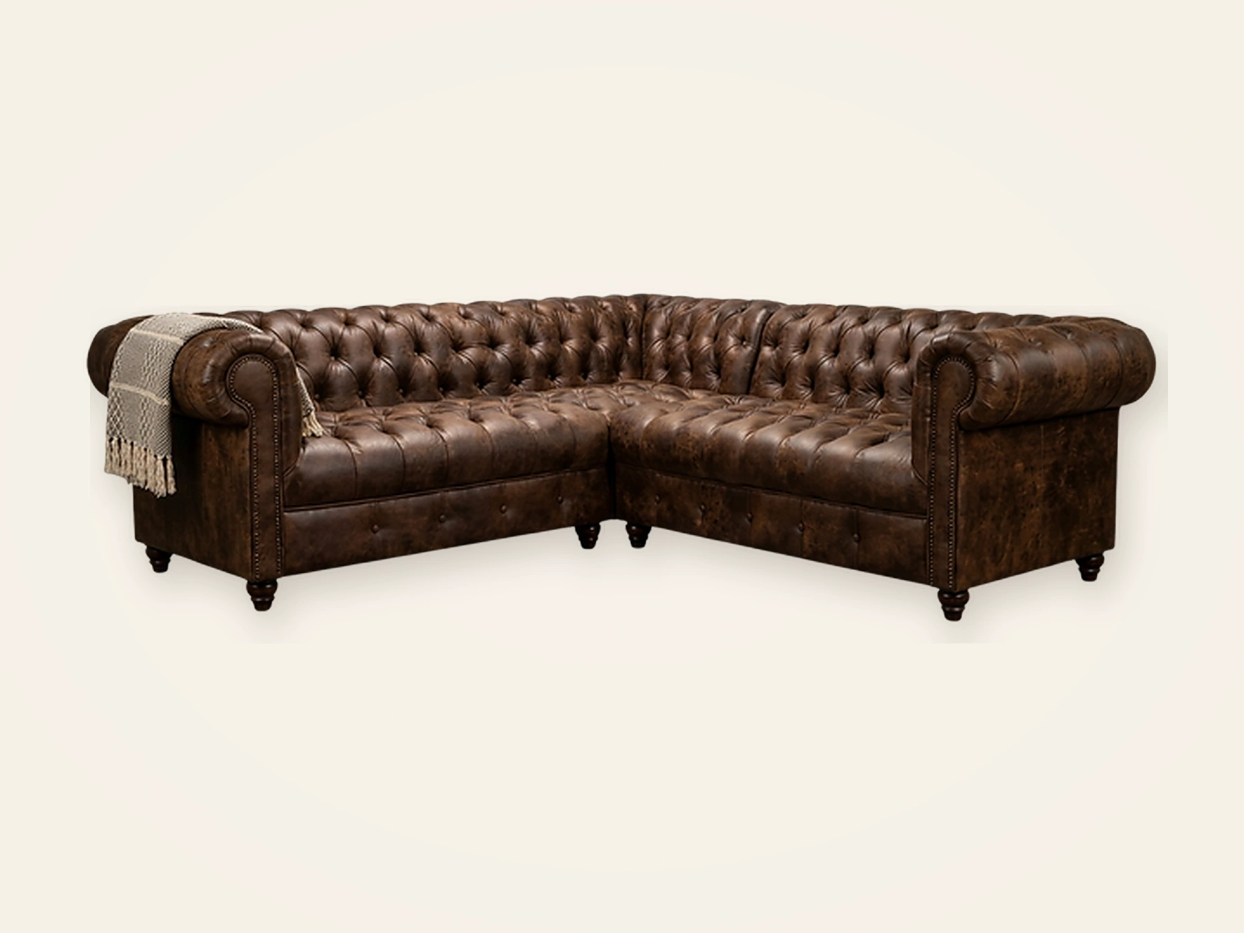 Gran Seccional Chesterfield Stanhope — Seccionales en cuero natural, hecho a mano por Munay Cueros Chile
