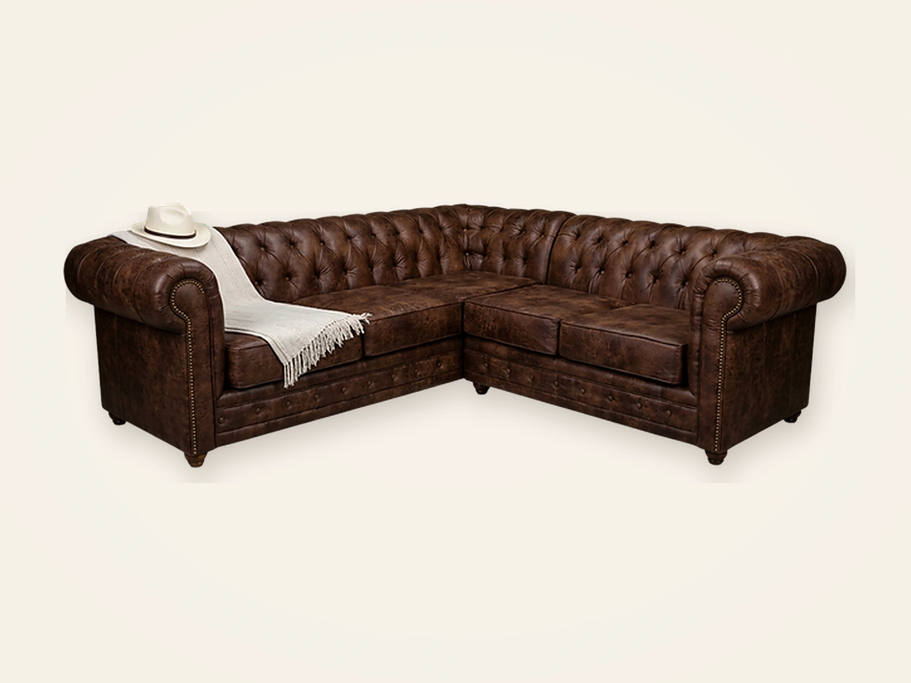 Gran Seccional Chesterfield — Seccionales en cuero natural, hecho a mano por Munay Cueros Chile